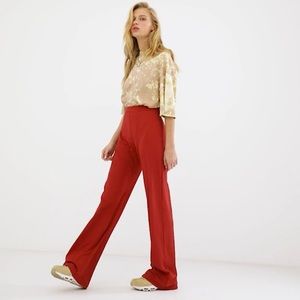 Collusion Rib Flare Pants in Rust